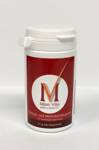 Miss-Vita Vitamin- und Mineralstoffkapseln bieten ein breites Spektrum essentieller Vitamine und Mineralstoffe.